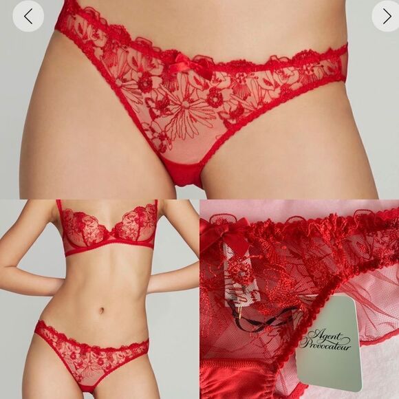 ♥️NWT Agent Provocateur Jayce Sheer Red Briefs - Picture 1 of 5